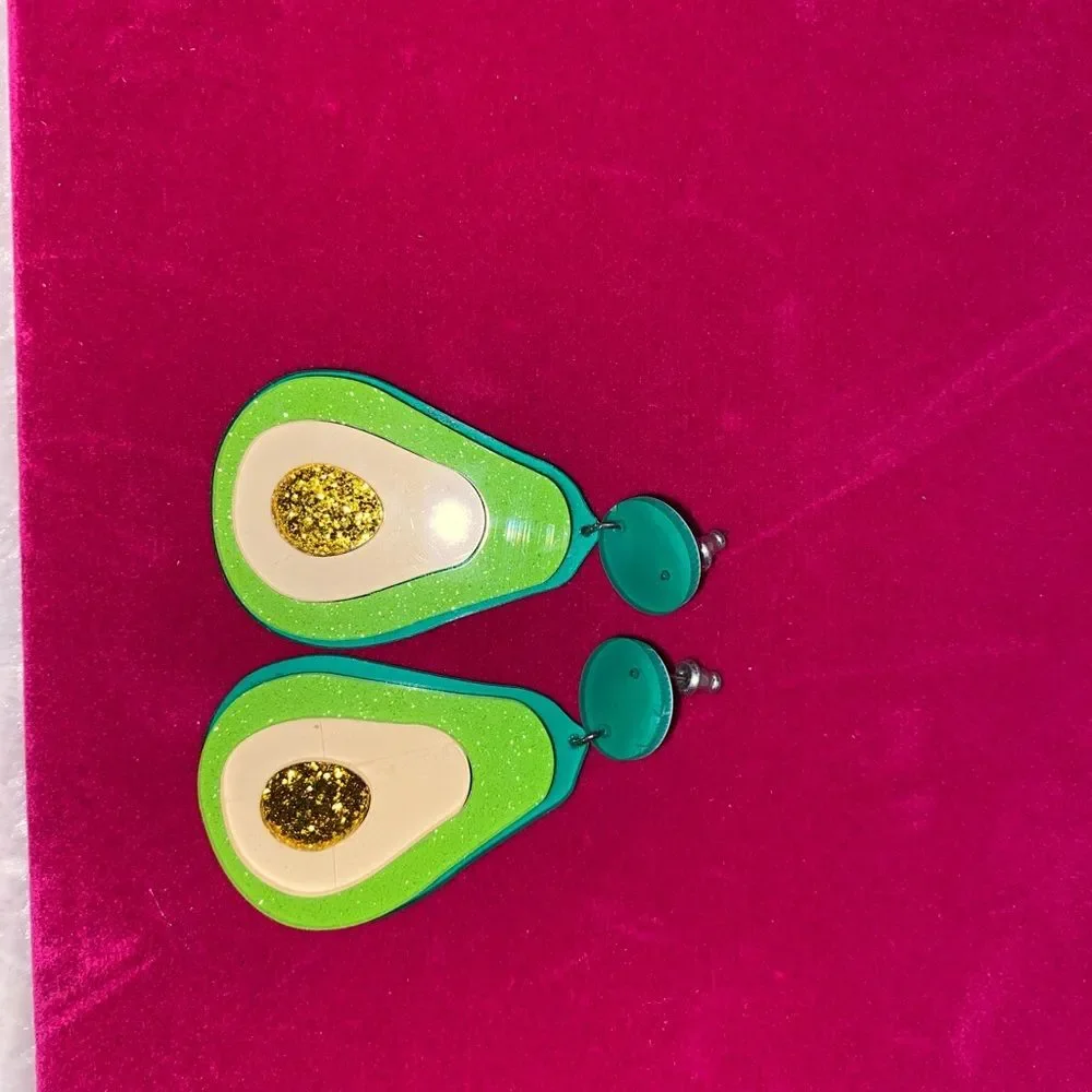 Large Pop Art Style Avocado earrings